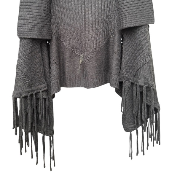 Wool Angora Fringe Knit Vest Size Small Grey Western Boho Cottage Cozy - Picture 5 of 8